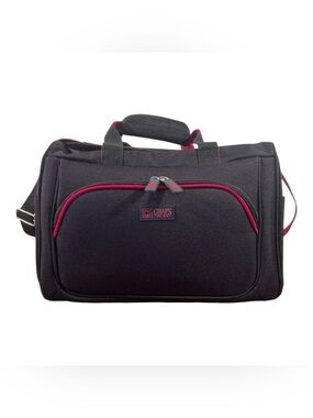Chaps Black Travel Duffel Bag with Red Trim Overnight Bag